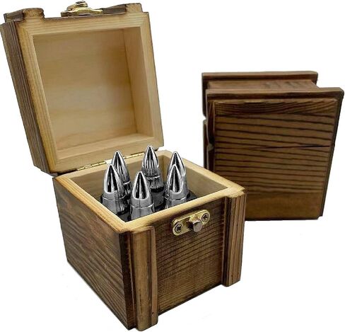 Whiskey Stones Large 6 Laser Engraved Stainless Steel Silver Chillers with Revolver Barrel Base Reusable Chilling Rocks Stone Ice Cubes Birth Day Gift Set for Father's Day, Military Man in Saudi Arabia