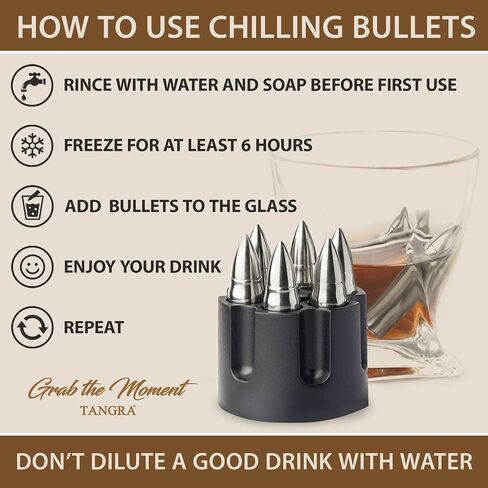 Whiskey Stones Large 6 Laser Engraved Stainless Steel Silver Chillers with Revolver Barrel Base Reusable Chilling Rocks Stone Ice Cubes Birth Day Gift Set for Father's Day, Military Man in Saudi Arabia