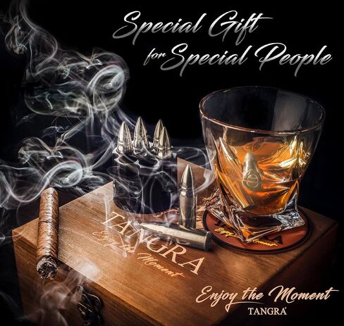 Whiskey Stones Large 6 Laser Engraved Stainless Steel Silver Chillers with Revolver Barrel Base Reusable Chilling Rocks Stone Ice Cubes Birth Day Gift Set for Father's Day, Military Man in Saudi Arabia