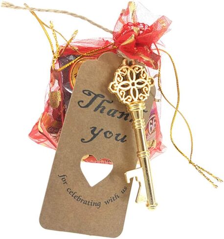 ALIMITOPIA 80pcs Skeleton Key Bottle Opener Bridal Shower Wedding Party Favor Souvenir Gift with Escort Tag and Jute Rope(Gold Tone) in Saudi Arabia