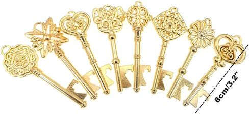 ALIMITOPIA 80pcs Skeleton Key Bottle Opener Bridal Shower Wedding Party Favor Souvenir Gift with Escort Tag and Jute Rope(Gold Tone) in Saudi Arabia