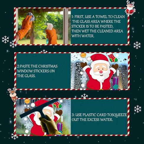 Christmas Window Clings Decorations-Gingerbread Man Santa Claus Snowman Xmas Window clings for Glass Windows,Home Kids Party Decorations,Christmas Window clings Reusable(6 Sheets) in Kuwait