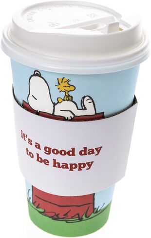 Graphique Disposable Travel Cups | Snoopy Doghouse Design | Set of 12 | Includes Cups, Lids, & Sleeves | Hot Coffee, Chocolate, Tea | Cold Beverages | Drinks to Go | 16 oz in Saudi Arabia