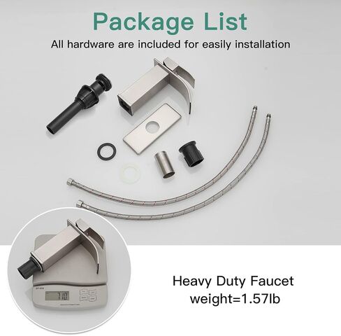Homvacious Brushed Nickel Bathroom Faucet Waterfall Stainless Steel Single Hole Bathroom Vanity Sink Faucet Single Handle with Pop Up Drain and Deck Plate RV Lavatory Basin Mixer Tap in Saudi Arabia