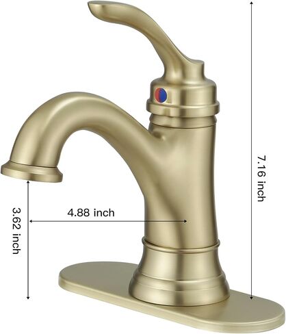 BWE Brushed Gold Bathroom Faucet Single Handle Bathroom Faucet 1 Hole Gold Faucet for Bathroom Vanity Sink with Pop Up Drain Assembly and Faucet Supply Lines Commercial Lavatory RV Mixer Tap in Saudi Arabia