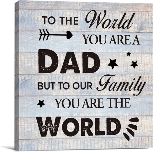 أفضل هدية للأب لبيت المزرعة لوحة فنية جدارية مطبوعة على القماش لديكور العالم أنت عبارة عن لوحة لافتة للأب لتزيين المنزل الريفي (8 × 8 بوصة، مؤطرة) in Kuwait