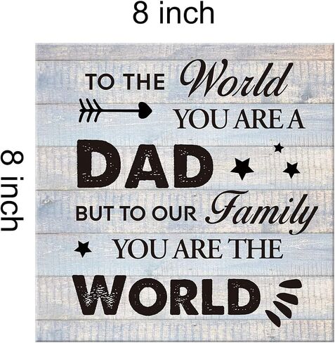 أفضل هدية للأب لبيت المزرعة لوحة فنية جدارية مطبوعة على القماش لديكور العالم أنت عبارة عن لوحة لافتة للأب لتزيين المنزل الريفي (8 × 8 بوصة، مؤطرة) in Kuwait