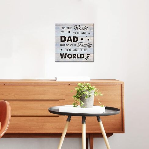 أفضل هدية للأب لبيت المزرعة لوحة فنية جدارية مطبوعة على القماش لديكور العالم أنت عبارة عن لوحة لافتة للأب لتزيين المنزل الريفي (8 × 8 بوصة، مؤطرة) in Kuwait