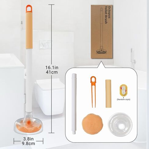 Toilet Brush with Lengthen Handle Unique Octopus Shape Design Toilet Bowl Brush Cute Toilet Brush Head can Easy for Deep Cleaning Bathroom Accessories (Green) in Saudi Arabia