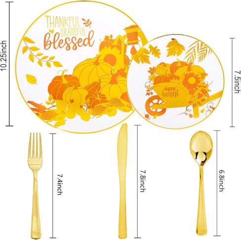 WELLIFE 150Pcs Thanksgiving Disposable Plates -Heavy Duty Thanksgiving Plates for 30 Guests, Thanksgiving Plates and Napkins Sets, Thanksgiving Plates Dinnerware in Saudi Arabia