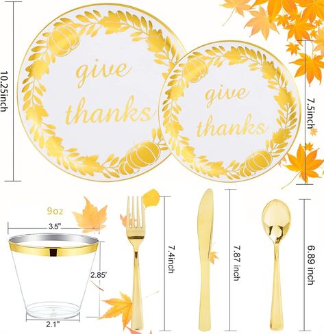 WELLIFE 150Pcs Thanksgiving Disposable Plates -Heavy Duty Thanksgiving Plates for 30 Guests, Thanksgiving Plates and Napkins Sets, Thanksgiving Plates Dinnerware in Saudi Arabia