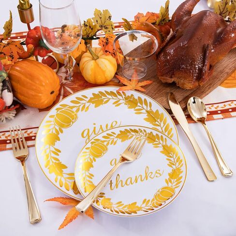 WELLIFE 150Pcs Thanksgiving Disposable Plates -Heavy Duty Thanksgiving Plates for 30 Guests, Thanksgiving Plates and Napkins Sets, Thanksgiving Plates Dinnerware in Saudi Arabia