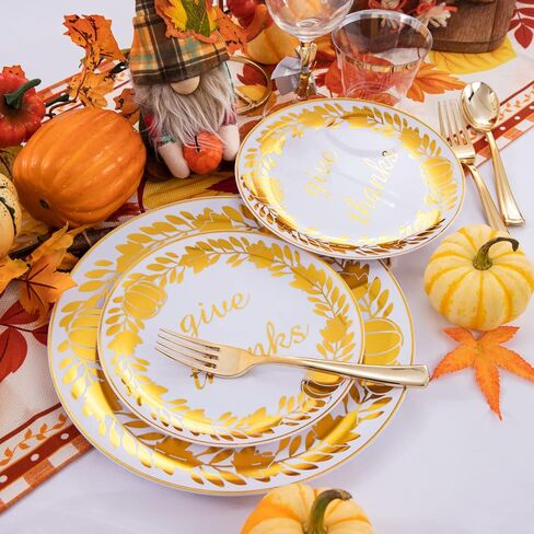 WELLIFE 150Pcs Thanksgiving Disposable Plates -Heavy Duty Thanksgiving Plates for 30 Guests, Thanksgiving Plates and Napkins Sets, Thanksgiving Plates Dinnerware in Saudi Arabia