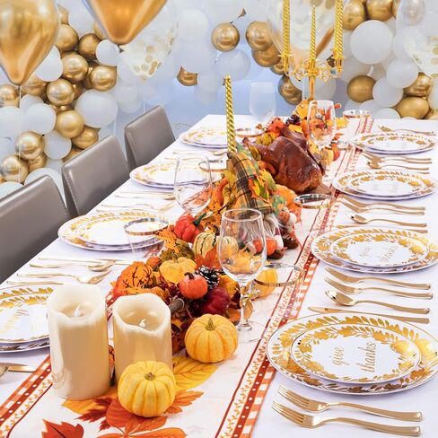 WELLIFE 150Pcs Thanksgiving Disposable Plates -Heavy Duty Thanksgiving Plates for 30 Guests, Thanksgiving Plates and Napkins Sets, Thanksgiving Plates Dinnerware in Saudi Arabia