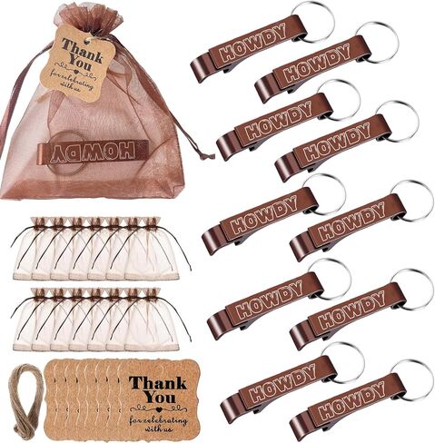 30 مجموعة من سلسلة مفاتيح فتاحة الزجاجات لحفلات رعاة البقر الغربية مع أكياس الأورجانزا وبطاقات الشكر وسلسلة مفاتيح فتاحة البيرة لحفلات استقبال المولود الجديد وحفلات الزفاف بطابع الغرب المتوحش in Kuwait