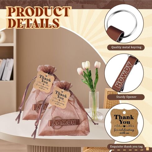 30 مجموعة من سلسلة مفاتيح فتاحة الزجاجات لحفلات رعاة البقر الغربية مع أكياس الأورجانزا وبطاقات الشكر وسلسلة مفاتيح فتاحة البيرة لحفلات استقبال المولود الجديد وحفلات الزفاف بطابع الغرب المتوحش in Kuwait