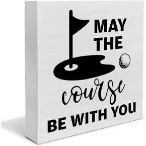 Course Be With You Golf Wood Box Sign Decor Desk Sign Golf Life Wooden Box Block Sign Golfer Rustic Home Office Shelf Wall Decoration Gift for Golfer Him