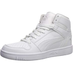 PUMA Rebound Layup Mid Sneaker, White Black-Gray Violet, 13.5 US Unisex Little Kid
