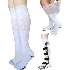 Replacement Sock Liner Knee High for Orthopedic Walking Boots Walker Brace,Medical Tube Socks Under Cam Walkers and Fracture Boot Air Cast Socks Surgical Leg Cover 2 Pairs