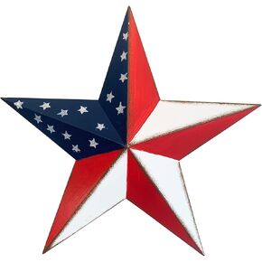 T&Garice Dimensional Metal Antique Barn Stars Wall Decor Rustic Country Primitive Star Outdoor Decor,3D Barn Star 4th July Wall Indoor Outdoor