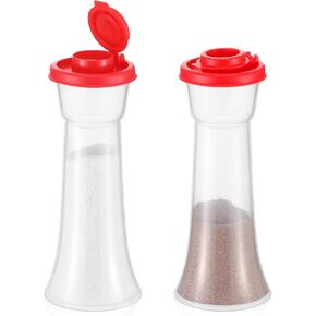 Baderke 2 Set Plastic Salt and Pepper Shakers Hourglass Salt and Pepper Shakers with Lids Large Covered Salt Pepper Shaker for Camping Outdoor Lunch Home Kitchen Restaurant(Ocean Blue)