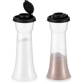 Baderke 2 Set Plastic Salt and Pepper Shakers Hourglass Salt and Pepper Shakers with Lids Large Covered Salt Pepper Shaker for Camping Outdoor Lunch Home Kitchen Restaurant(Ocean Blue)