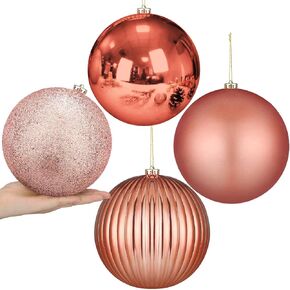Liliful 4 Pcs 6" Christmas Balls Ornaments Hanging Extra Large Christmas Tree Ornaments Decorations Reusable Large Christmas Ball for Holiday Xmas Tree Home Decorations, 4 Styles (Silver)