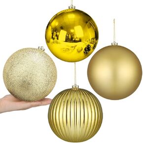 Liliful 4 Pcs 6" Christmas Balls Ornaments Hanging Extra Large Christmas Tree Ornaments Decorations Reusable Large Christmas Ball for Holiday Xmas Tree Home Decorations, 4 Styles (Silver)