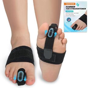 Hammer Toe Straightener Corrector for Women & Men, Toe Splint Relief for Hammer Toe, Curled Toe, Broken Toe Support, Crooked Toe (1 Compression Foot Wrap & 1 Toe Strap with Toe Splint)