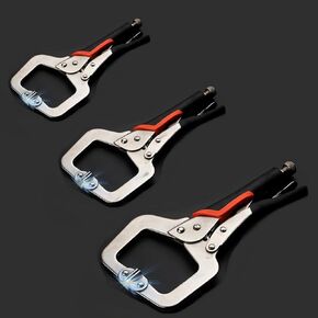 C-Clamp Face Clamp Metal Pocket Hole Clamp Locking Pliers with Swivel Pads, 6 Inch Heavy Duty Set Wood Tools for Woodworking, Aligning, Welding