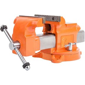 Forward Bench Vise 8 Inch Ductile Iron Bench Vice with 360 Degree Swivel Base and Channel Steel Guide Bar 30808 (8")