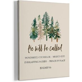 HIWX Christian Christmas Wall Art Decor, He Will Be Called Christmas Framed Canvas Painting Wall Art Decor, Isaiah 9 6 Bible Verse Christmas Wall Art Home Decoration For Bedroom Living Room 11x14