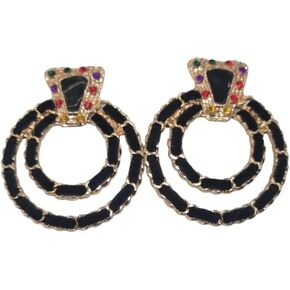 Woven Round Geometric Dangle Earrings, Glass Rhinestone Statement Drop Earrings for Women