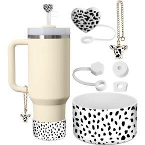 Cup Boot with Accessories for Stanley 40 30 oz - Straw Toppers Cover Leak Proof Lid Spill Stopper Keychain Charm