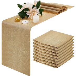 8 قطع من مفرش طاولة الزفاف من الخيش مقاس 12 × 84 بوصة من الجوت الطبيعي العتيق غطاء طاولة من الخيش الريفي لتزيين طاولات الزفاف وعيد الشكر في المزرعة in Kuwait