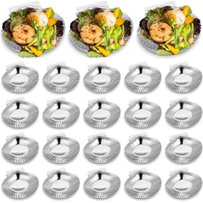 Baderke 24 Pcs Grillable Shells Stainless Steel Reusable All Purpose Grillable Large Scallop Shells Grilling Pan Baking Dish for Make Oysters Baked Clams Clam Scallop Seafood, 3.2 Inch