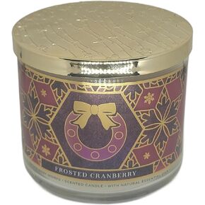 Bath & Body Works, White Barn 3-Wick Candle w/Essential Oils - 14.5 oz - 2021 Christmas Scents! (Frosted Cranberry)