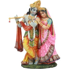 Ebros Gift Eastern Enlightenment Hindu Vedic Radha and Krishna Statue 8" Tall Avatar of Vishnu and Shakti Gods Divine Love in Male and Female Aspects