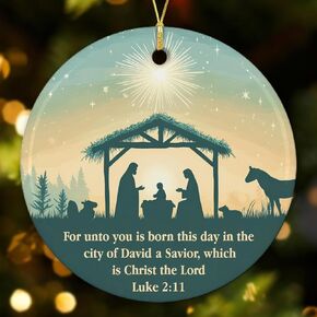 NewEleven Nativity Ornament, Nativity Scene Christmas Tree Ornaments, Christian Christmas Ornaments, Religious Gifts for Women, Christian Gifts for Women, Men, Family - Ceramic Christmas Ornaments