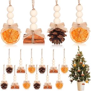 12 Pcs Christmas Tree Decorations Natural Pine Cones Rustic Ornaments Bulk Dried Orange Slices Cinnamon Sticks for Christmas Tree Home Decorations Wedding Decor (Regular Style)