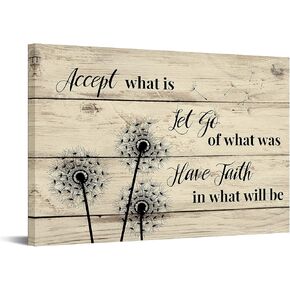iKNOW FOTO Dandelion Accept What is Let Go of What was Quotes Poster Canvas Prints Wall Art Prints Vintage Home Decor Xmas Gifts 24x36