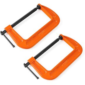 Pony 6-in C-Clamp Set, Clamps for Woodworking,1000lbs Load Limit, 2660 C-Clamp, Ideal for most DIY, Woodworking and Household Clamping Projects-2 Pack