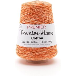 Premier Yarns Home Cotton Cone Yarn, Ideal Knitting and Crochet Supplies, Made of Recycled Cotton and Polyester, Yellow, 700 yards
