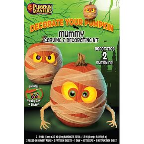 Pumpkin Masters Magical & Spooky Halloween Decorating Kit for Three Pumpkins – Includes Mummy Carving Kit and Unicorn Decorating Set for Creative, Safe, and Fun Pumpkin Transformations