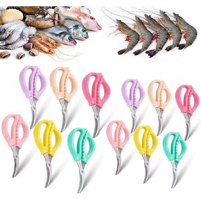 12 pcs 6.1 inch Seafood Scissors Crab Scissors Seafood Shears Multifunctional Crab Leg Crackers and Tools (Colorful)
