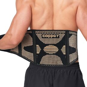 Copper Back Braces for Lower Back Pain, Breathable Lumbar Support Belt for Men and Women, Lower Back Brace for Herniated Disc, Sciatica, Scoliosis, Heavy Lifting (Black, Medium)