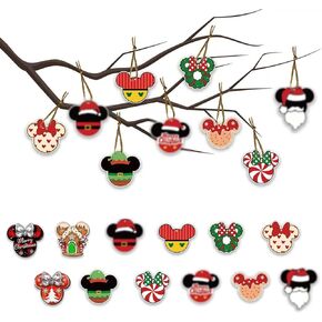 Christmas Tree Decorations, 24pcs Unique Wooden Christmas Hangings Ornaments for Christmas Tree Decorations, Print Holiday Xmas Ornaments Christmas Decorations Indoors