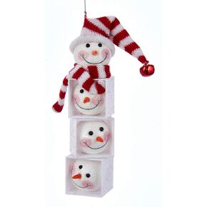Snowman Head Block Ornament