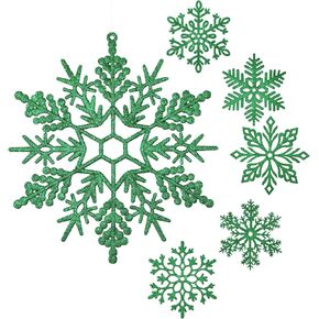 Large Snowflakes Ornaments 12" Glitter Plastic Snowflake Decorations Giant Winter Christmas Hanging Decor Oversized Snow Flakes Ornaments for Indoor Outdoor Decor(White, 12 Pack)