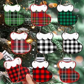 Namalu 9 Pcs Wooden Christmas Money Holder Ornaments DIY Christmas Money Gift Hanging Money Holder for Cash Gift Socks Design Money Tree Gift Holder for Holiday Party Tree Ornaments Home Decor
